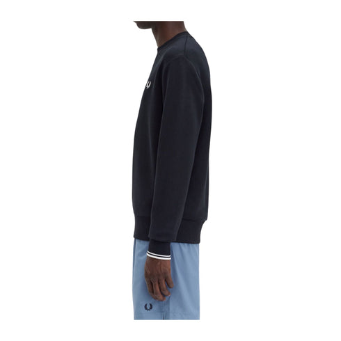 FRED PERRY Felpa girocollo Felpa Uomo polsini doppia riga Nero - Francavilla Moda
